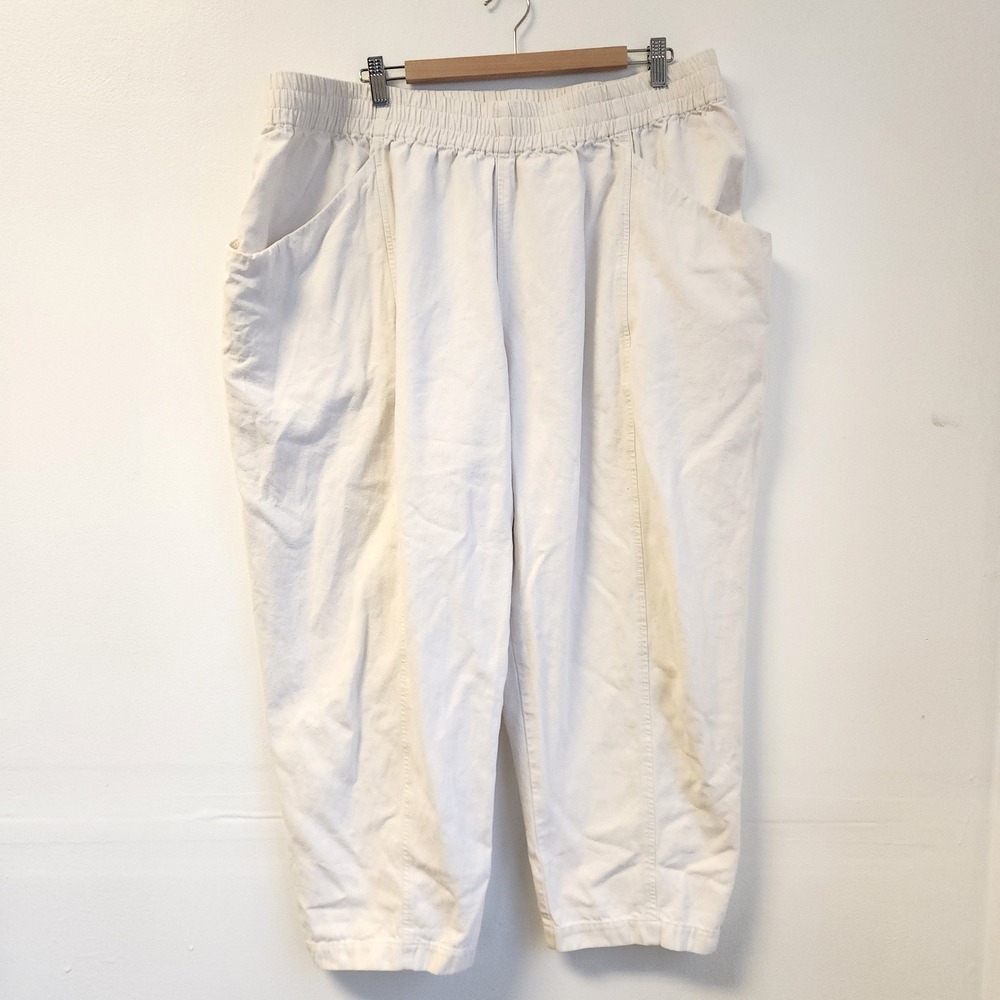 Elizabeth Suzann Clyde Work Pants Cream Cotton Canvas Plus Size 2X